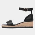 Idola Black Leather Wedges