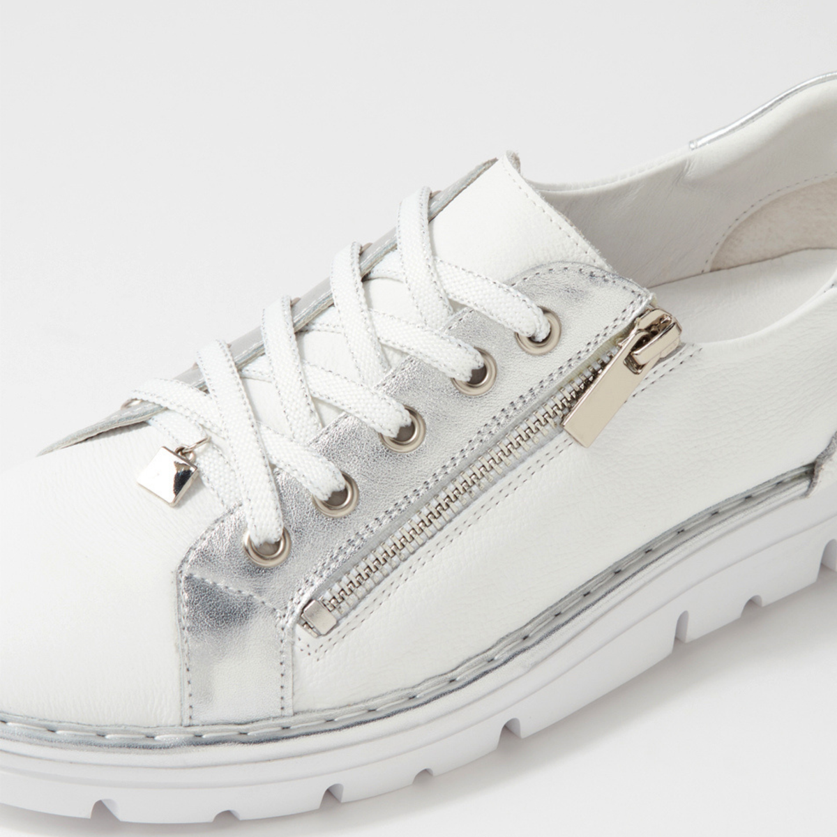 Elos White/silver Leather Sneakers - TOP END | Shouz