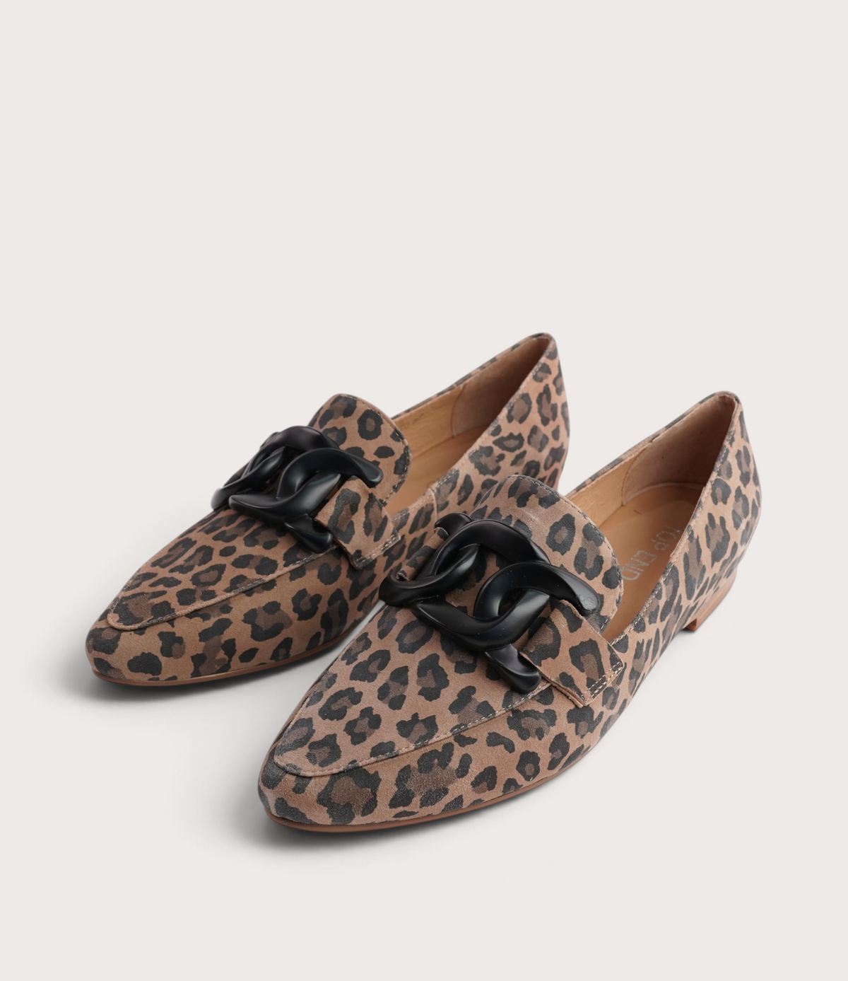 Socoros Camel Leopard Leather Loafers