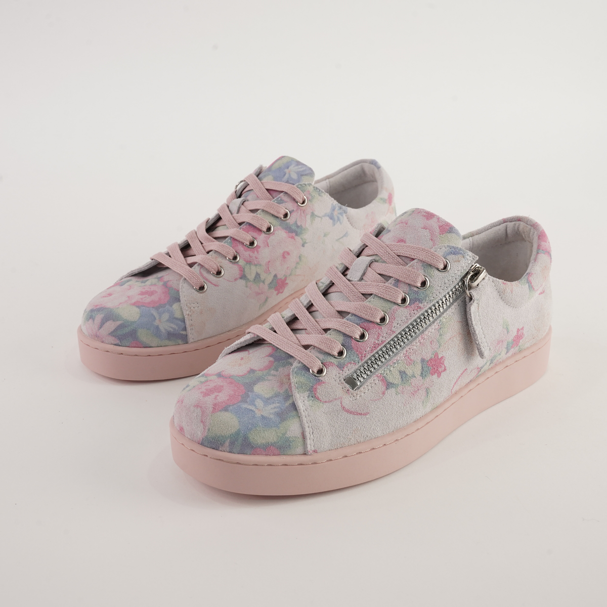 Jelorias Pastel Floral/ Pink Sole Leather Sneakers