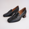 Pavon Black Leather Heeled Loafers