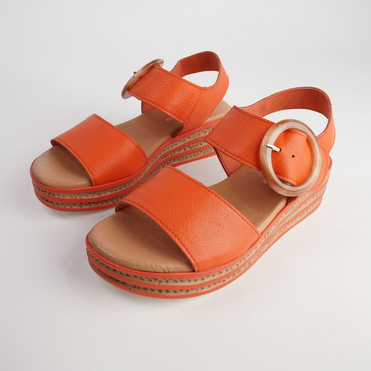 Cubbie New Orange Leather Sandals