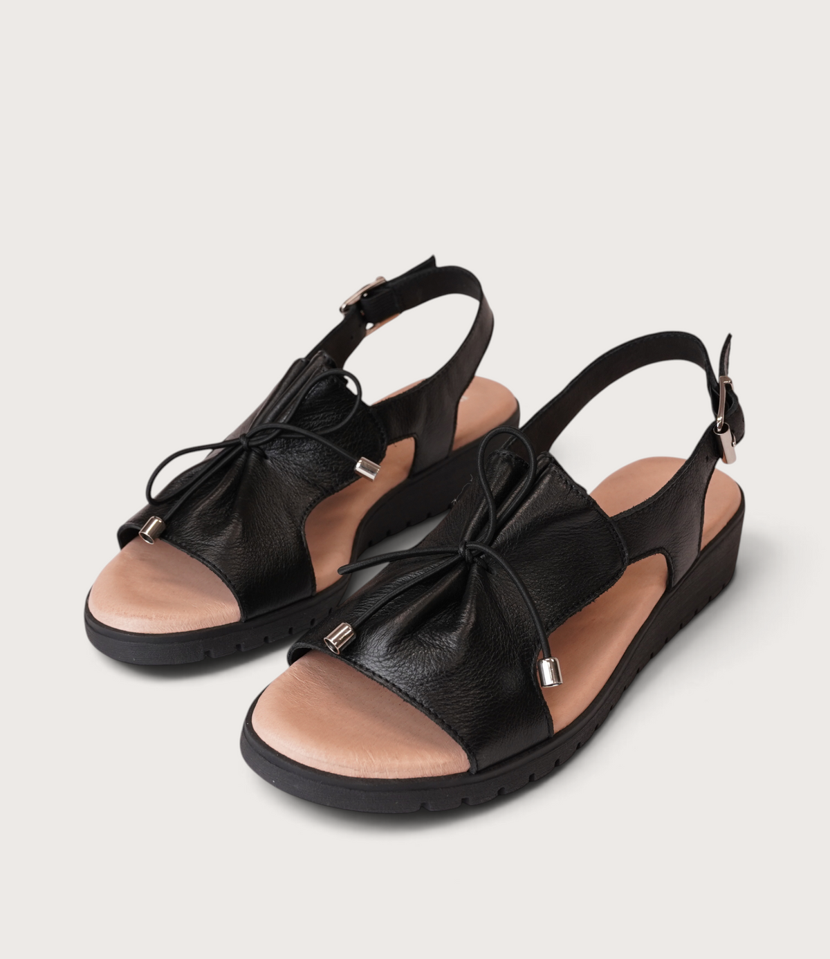 Malika Black Leather Sandals