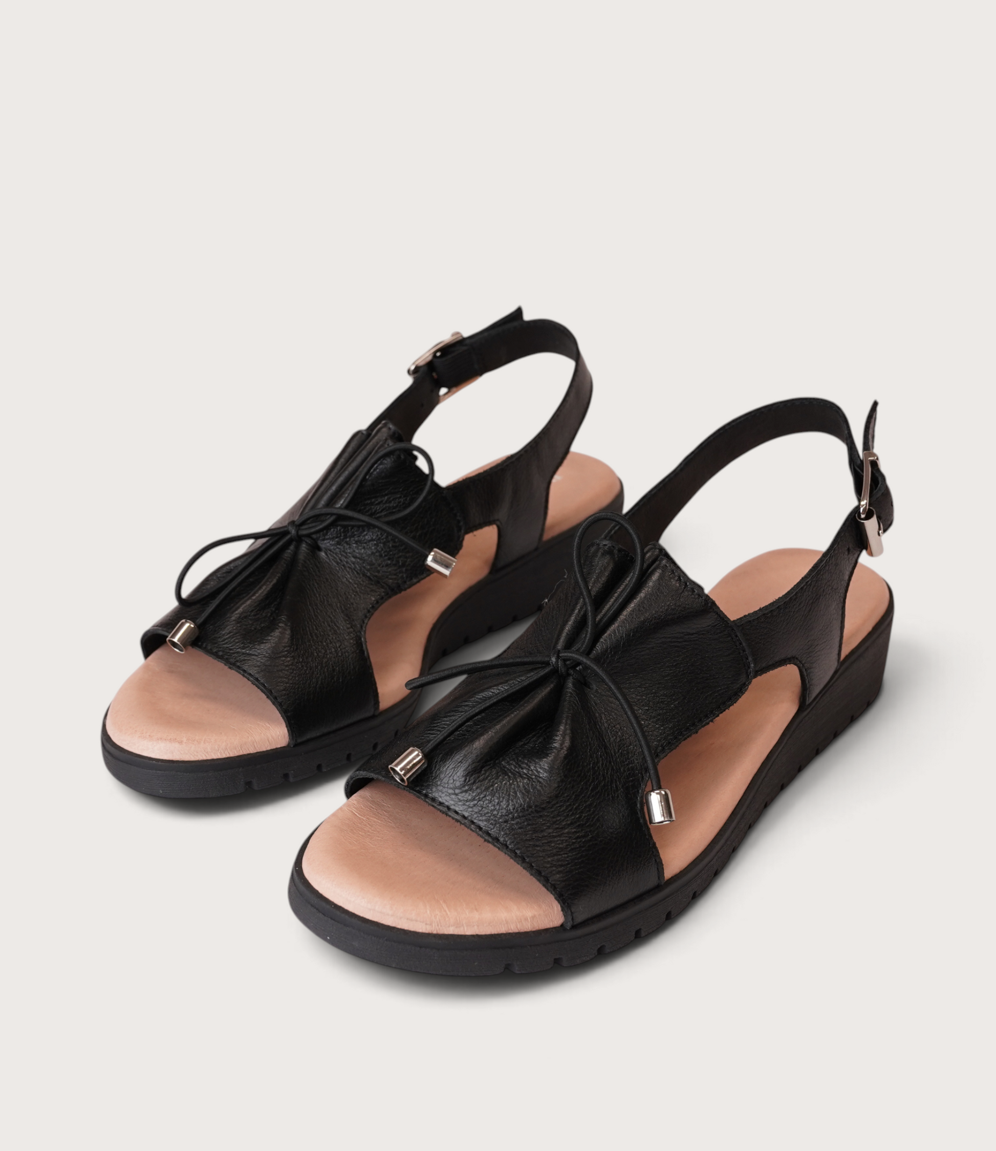 Malika Black Leather Sandals
