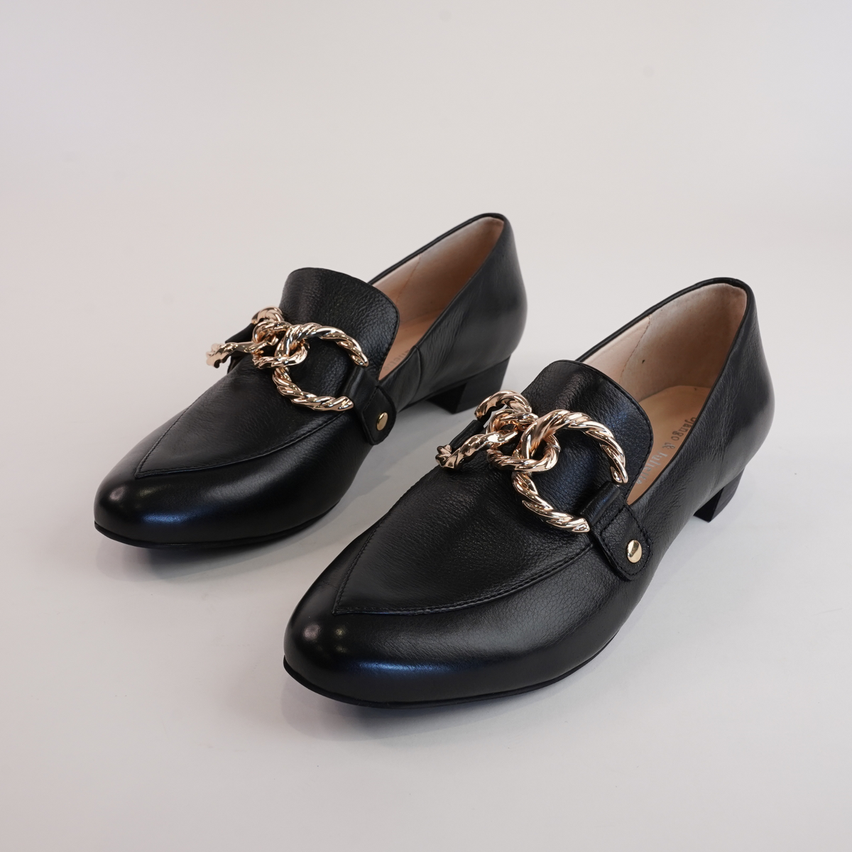 Esben Black/ Black Heel Leather Loafers