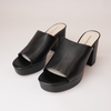 Ordos Black Leather Heels