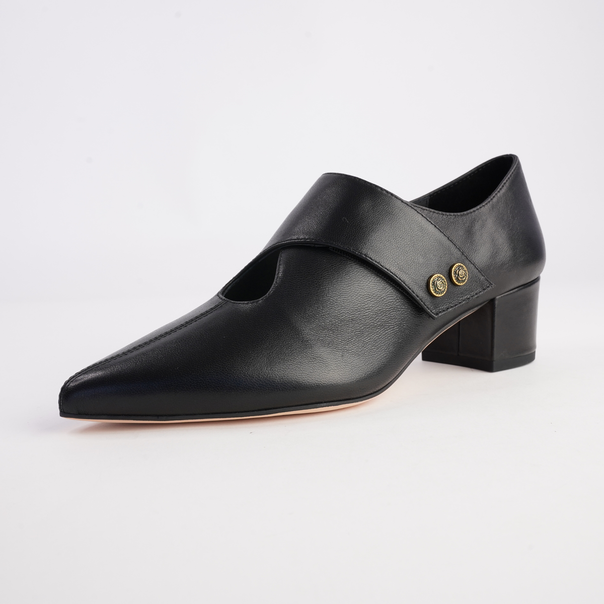 Arrie Black Leather Heels - TOP END | Shouz