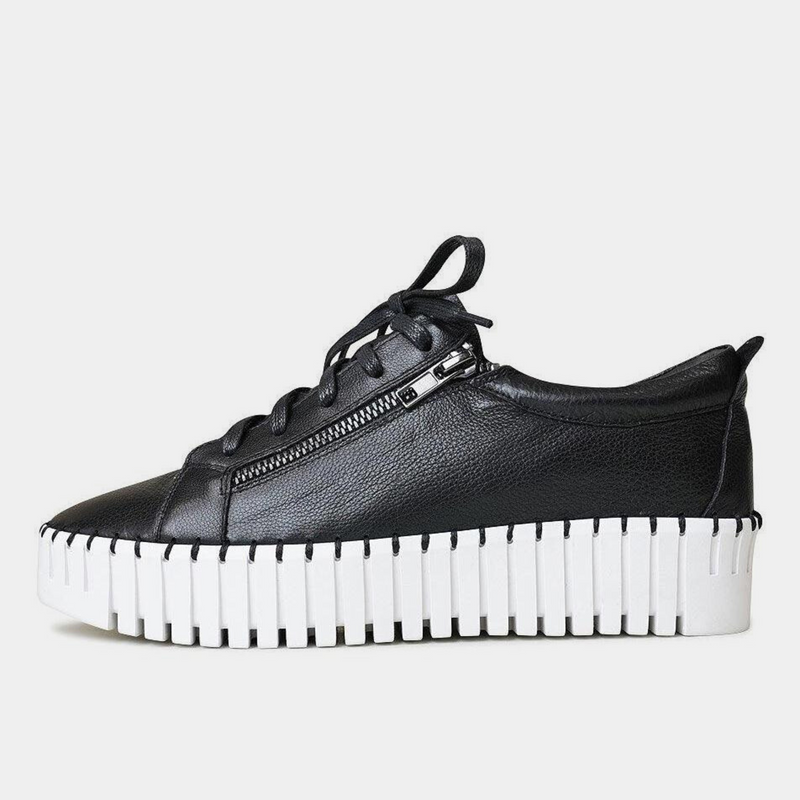 Bump Black Leather Sneakers