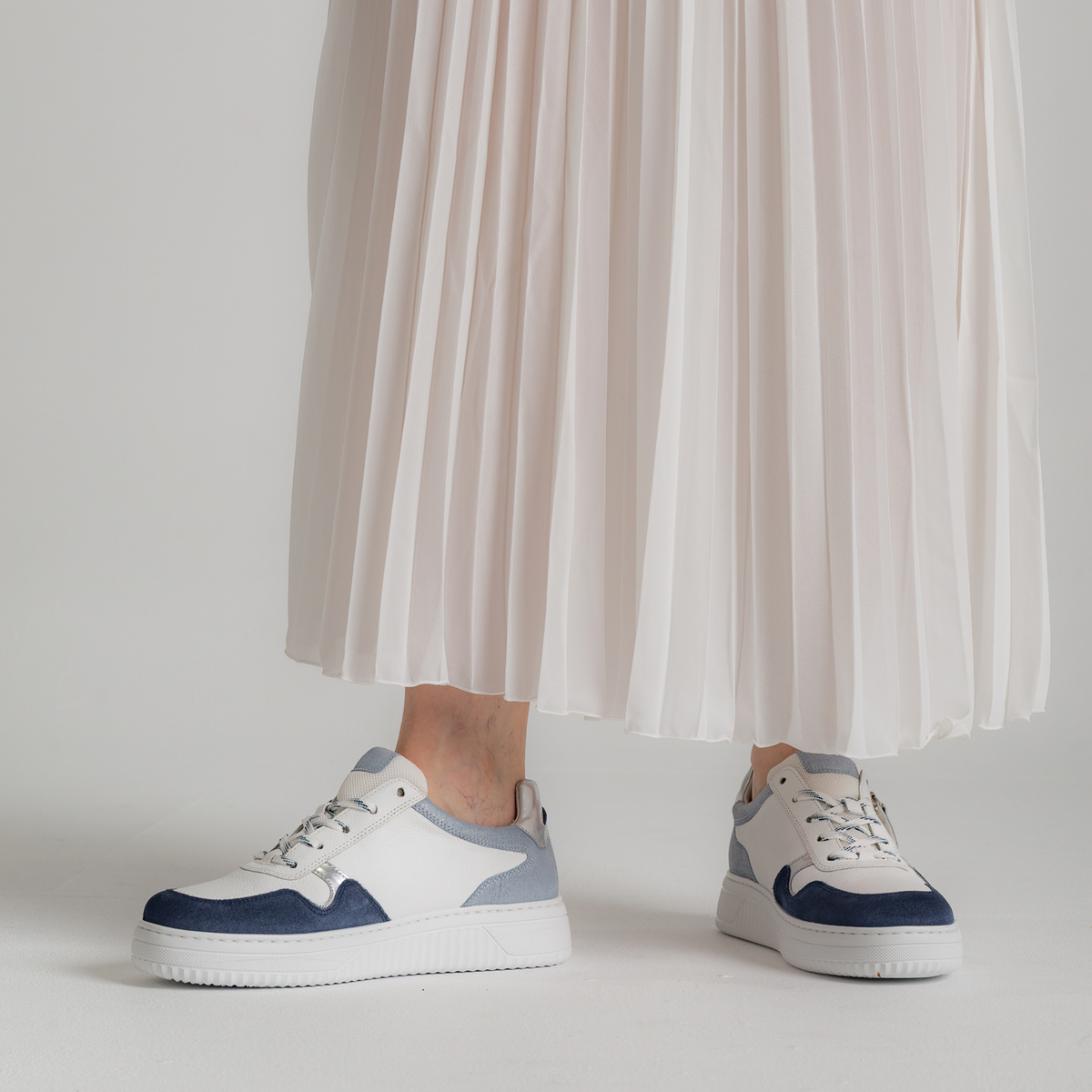 Demi White/ Denim Leather Sneakers - GABOR | Shouz