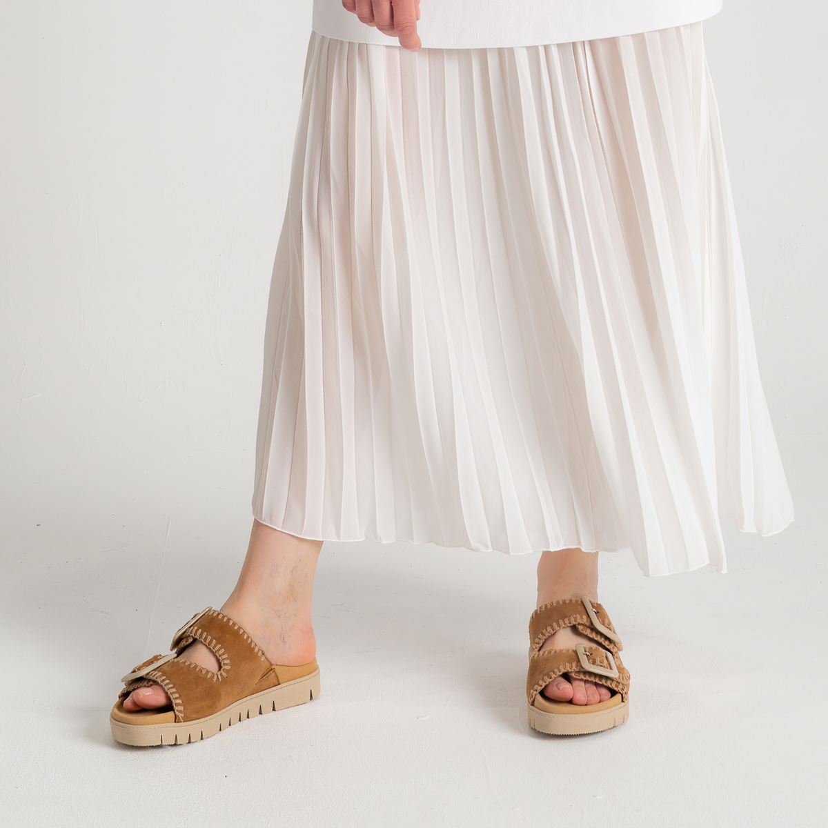 Rita Walnut Suede Leather Slides