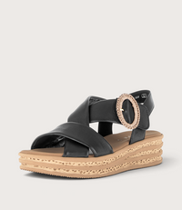 Miriad Black Leather Sandals