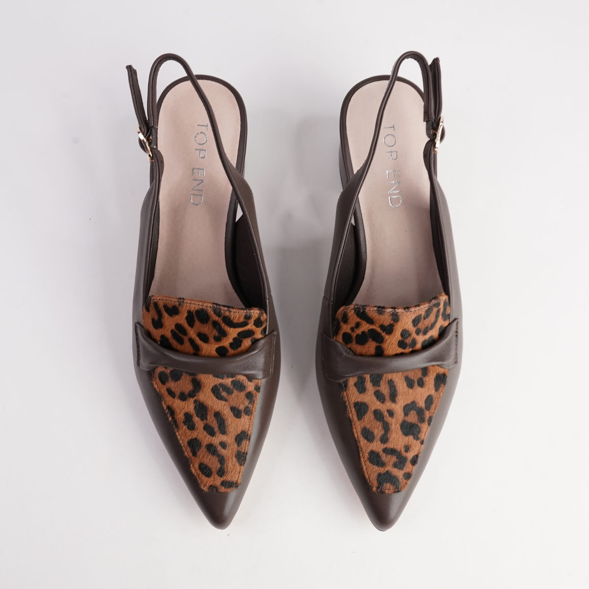 Abbalie Choc Leather/ Mid Tan Leopard Pony Heels - TOP END | Shouz