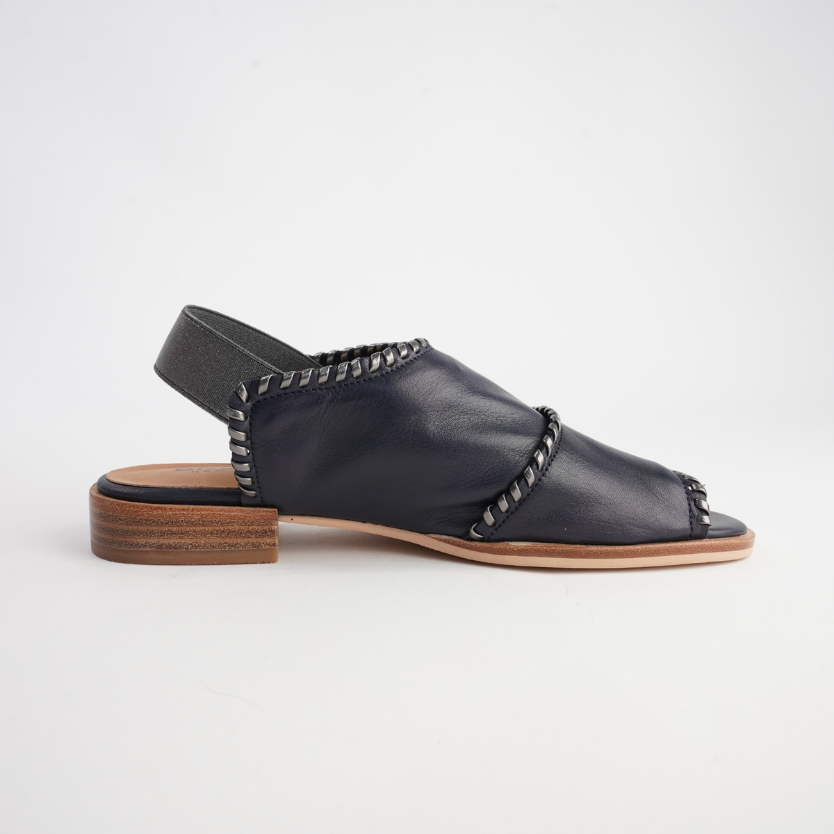 Serenade Navy/ Pewter Leather Sandals - BRESLEY | Shouz