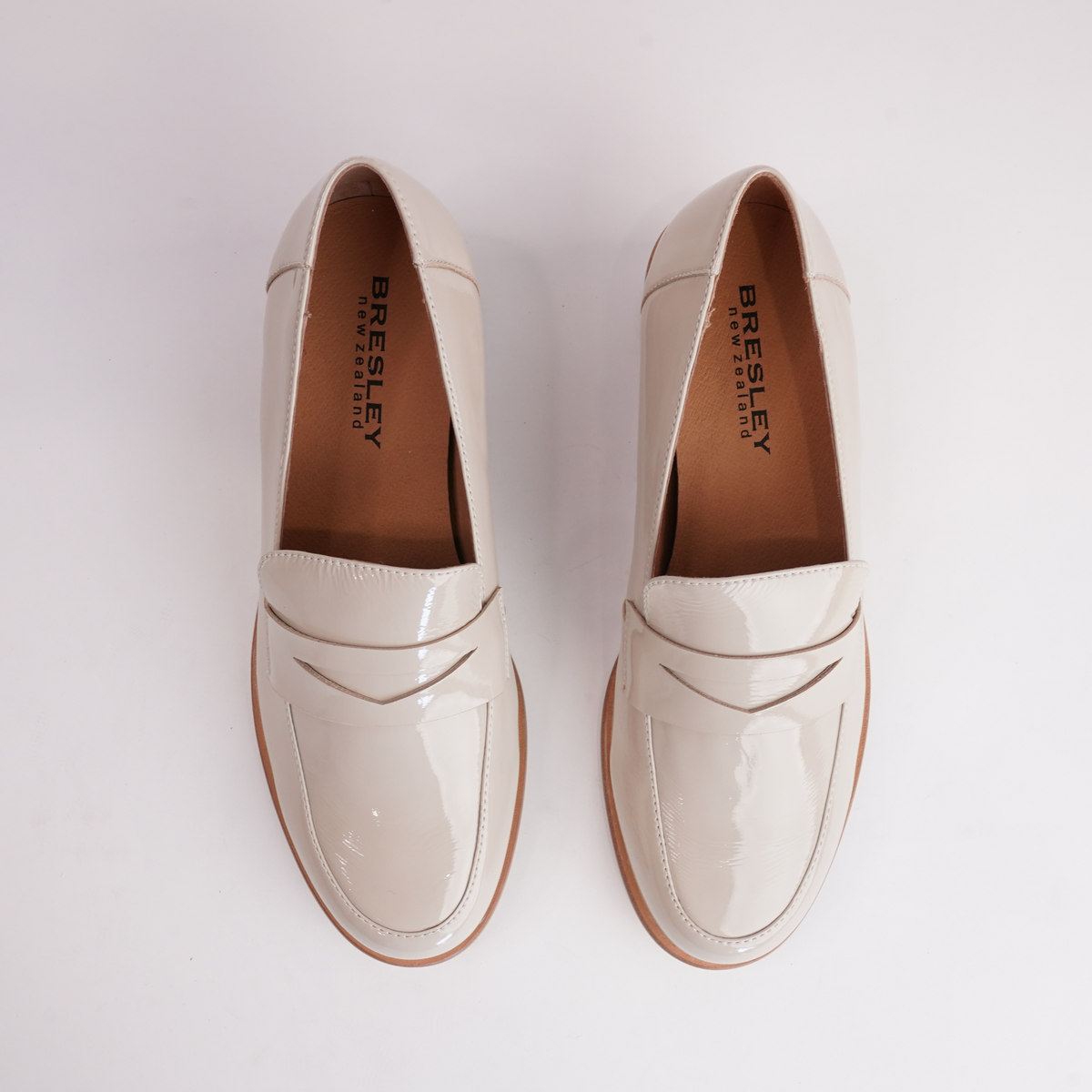 Stiller Nude Patent Leather Heeled Loafers - BRESLEY | Shouz