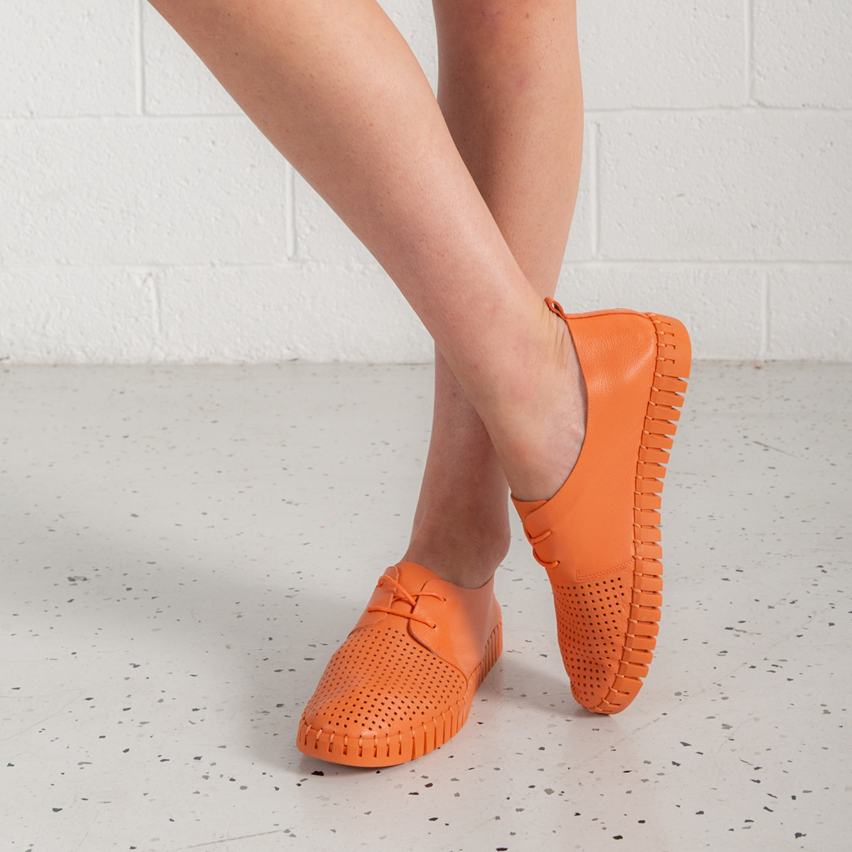 Huston Orange/ Orange Sole Leather Sneakers