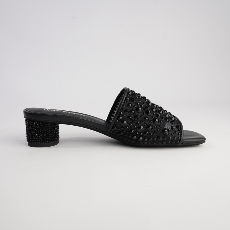 Heda Black Multi Leather Heels