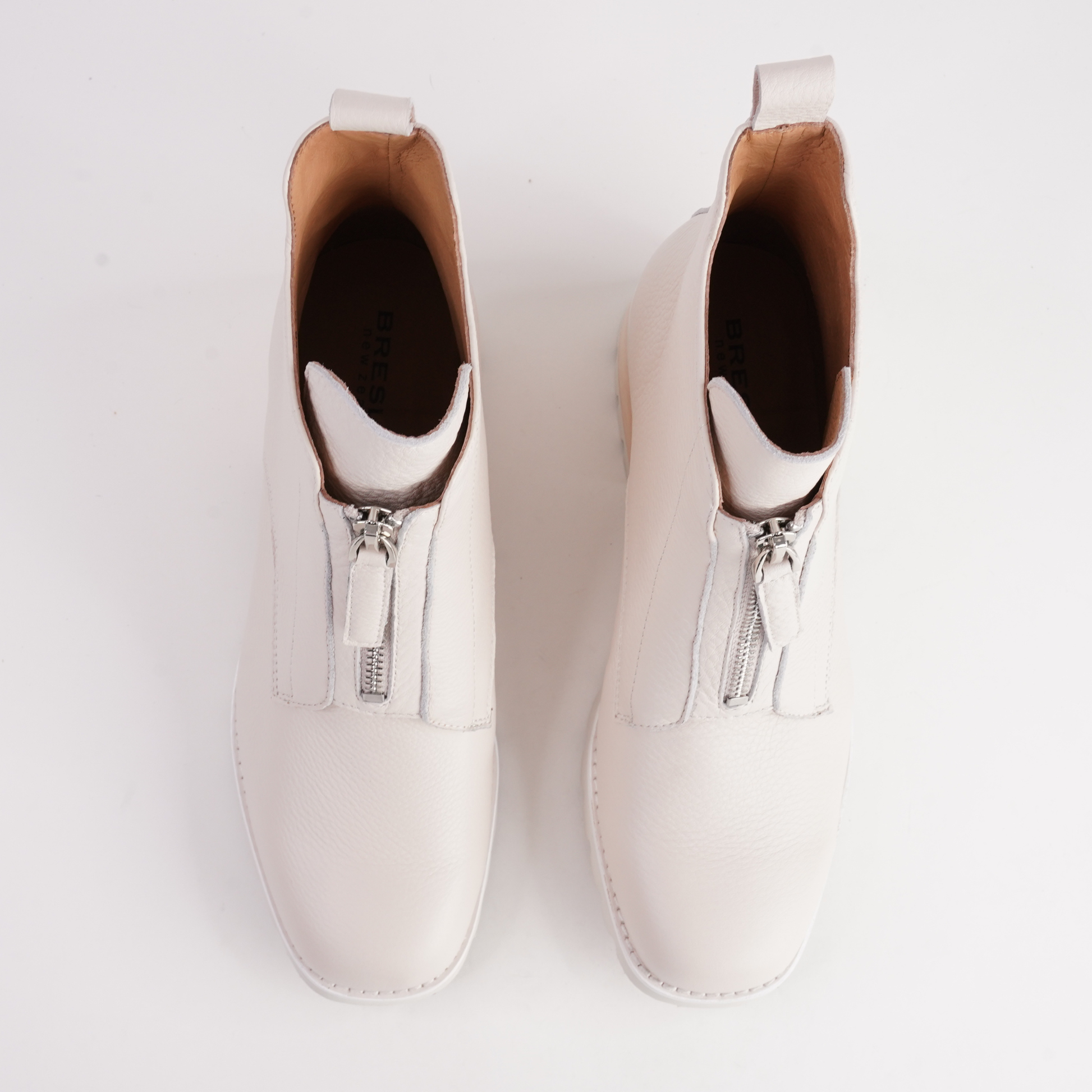 Dazzler Bone/ Tan Stack Leather Ankle Boots - BRESLEY | Shouz