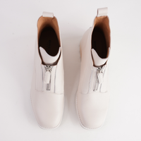 Dazzler Bone/ Tan Stack Leather Ankle Boots - BRESLEY | Shouz