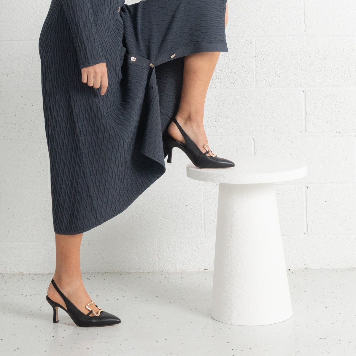 Linky Black Leather Heels - TOP END | Shouz