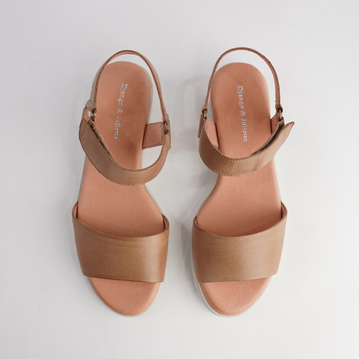 Minne Dark Tan/ Almond Sole Leather Sandals - DJANGO AND JULIETTE | Shouz