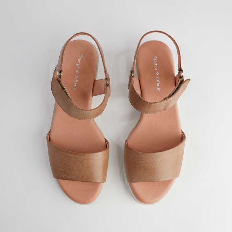 Minne Dark Tan/ Almond Sole Leather Sandals