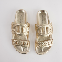 Tulia Gold Scribble Leather Slides