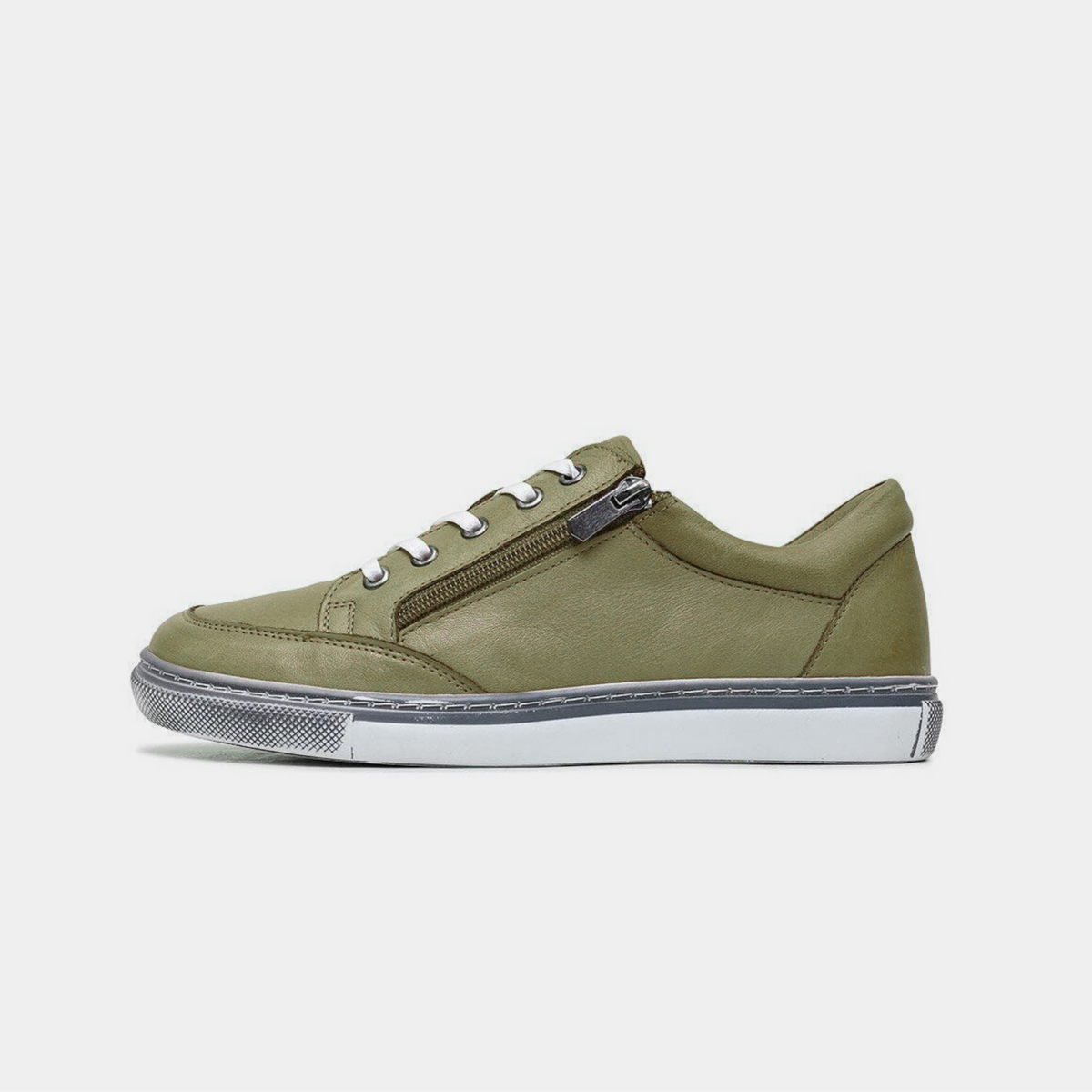 Ronnie Dark Olive Leather Sneakers