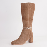 Briellas Light Choc Suede/ Natural Heel Boots - DJANGO AND JULIETTE | Shouz