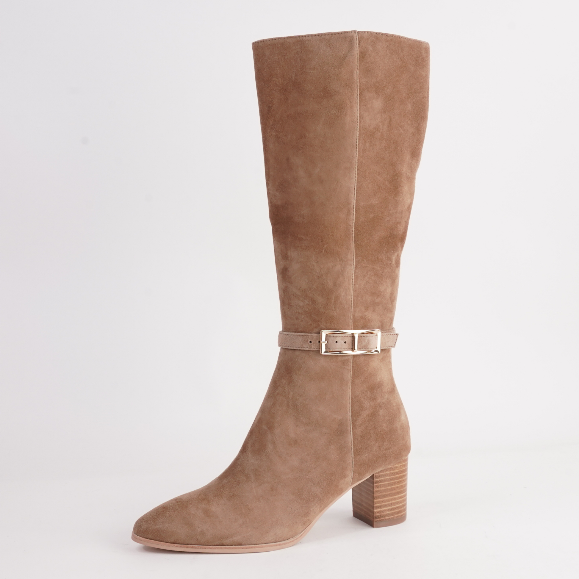 Briellas Light Choc Suede/ Natural Heel Boots - DJANGO AND JULIETTE | Shouz