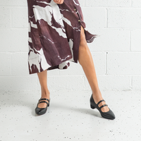Fuela Black Leather Flats