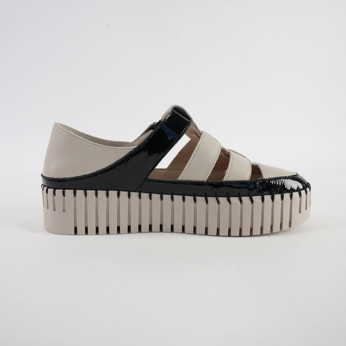 Baytown Black Patent/ Almond Leather Sneakers - DJANGO AND JULIETTE | Shouz