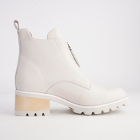 Dazzler Bone/ Tan Stack Leather Ankle Boots - BRESLEY | Shouz