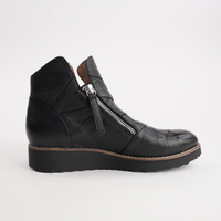 Omeah Black/ Black Leather Ankle Boots