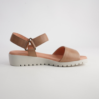 Minne Dark Tan/ Almond Sole Leather Sandals