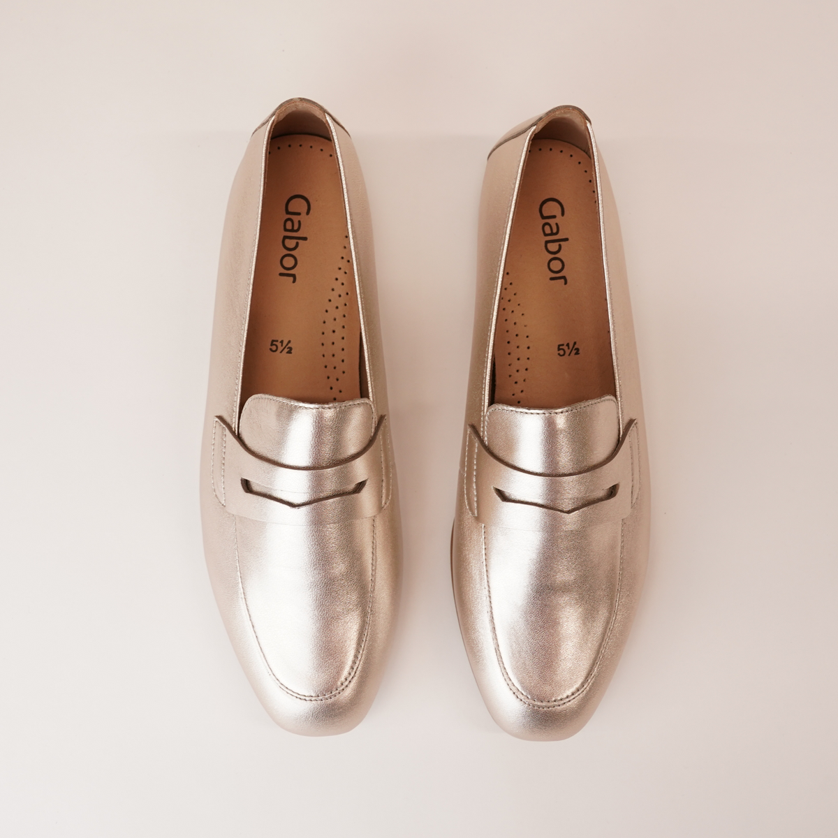Libby Pewter Leather Loafers - GABOR | Shouz