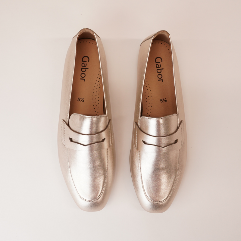 Libby Pewter Leather Loafers