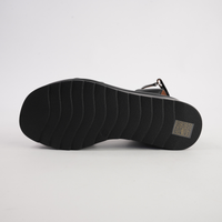 Menta Black Leather Wedges