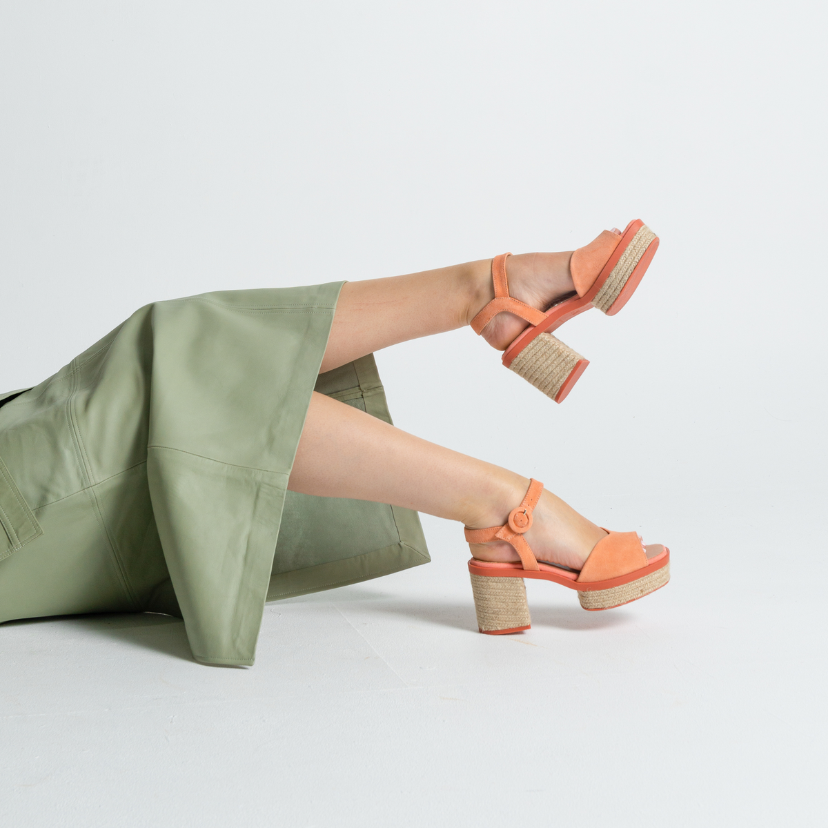 Prinia Macaron Suede Leather Espadrille Heels - GAIMO | Shouz