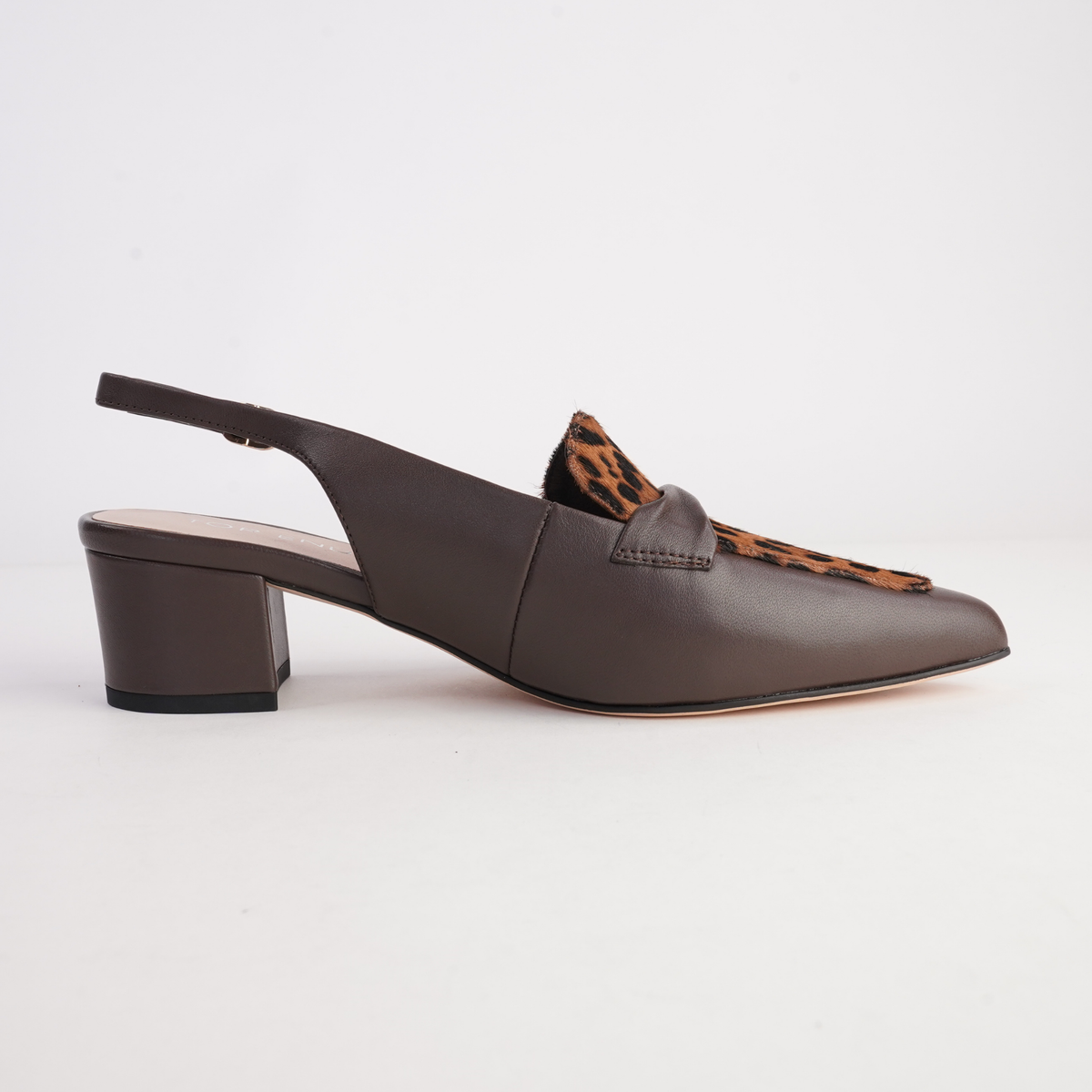 Abbalie Choc Leather/ Mid Tan Leopard Pony Heels - TOP END | Shouz