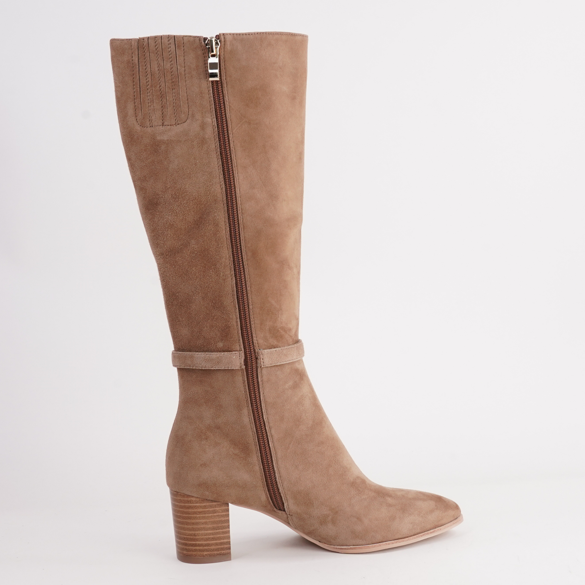Briellas Light Choc Suede/ Natural Heel Boots - DJANGO AND JULIETTE | Shouz