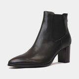 Ayer Black Leather Ankle Boots
