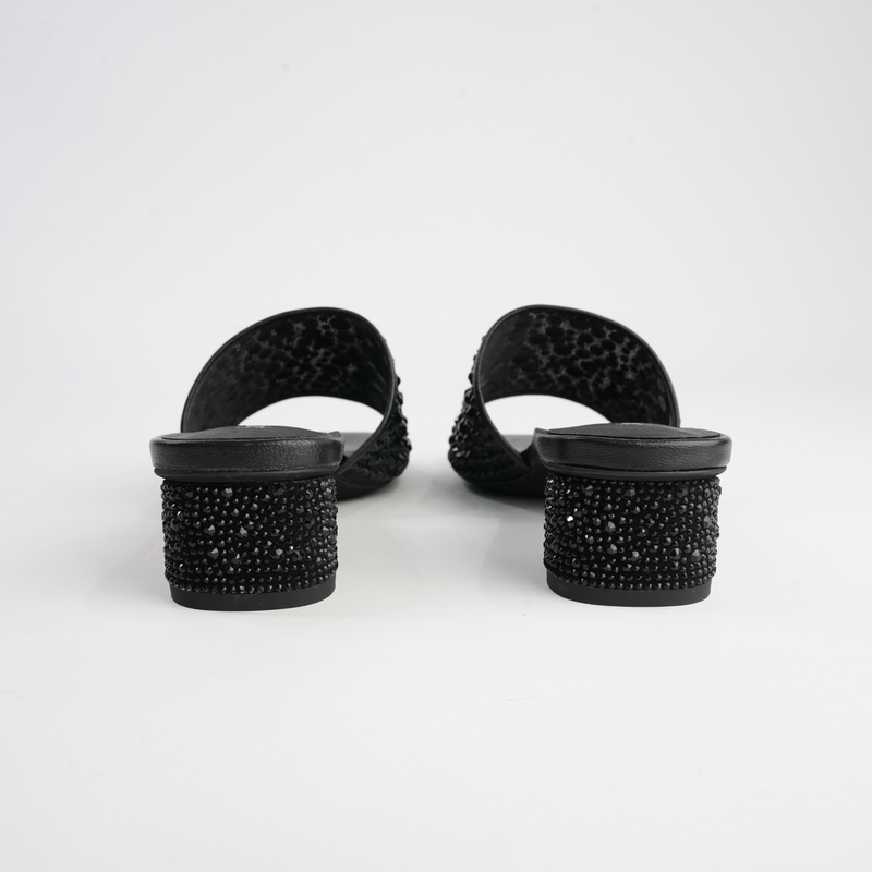 Heda Black Multi Leather Heels