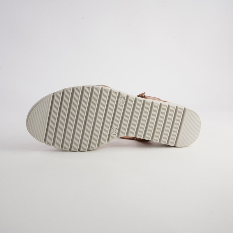 Minne Dark Tan/ Almond Sole Leather Sandals