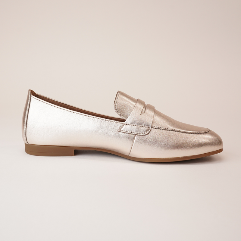 Libby Pewter Leather Loafers