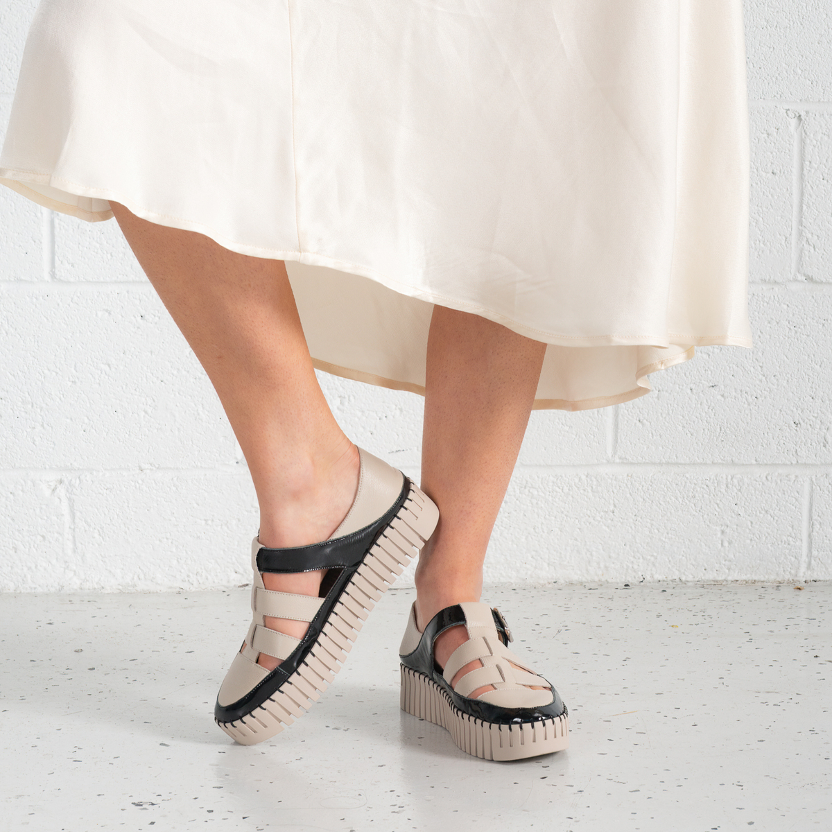 Baytown Black Patent/ Almond Leather Sneakers
