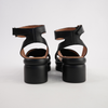 Menta Black Leather Wedges