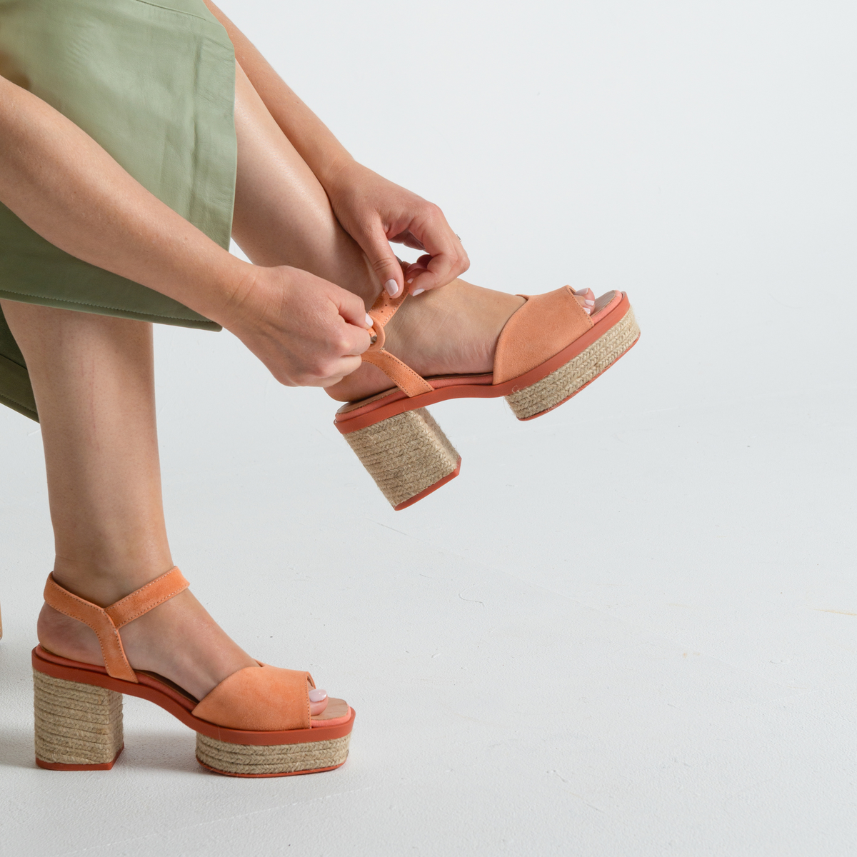 Prinia Macaron Suede Leather Espadrille Heels