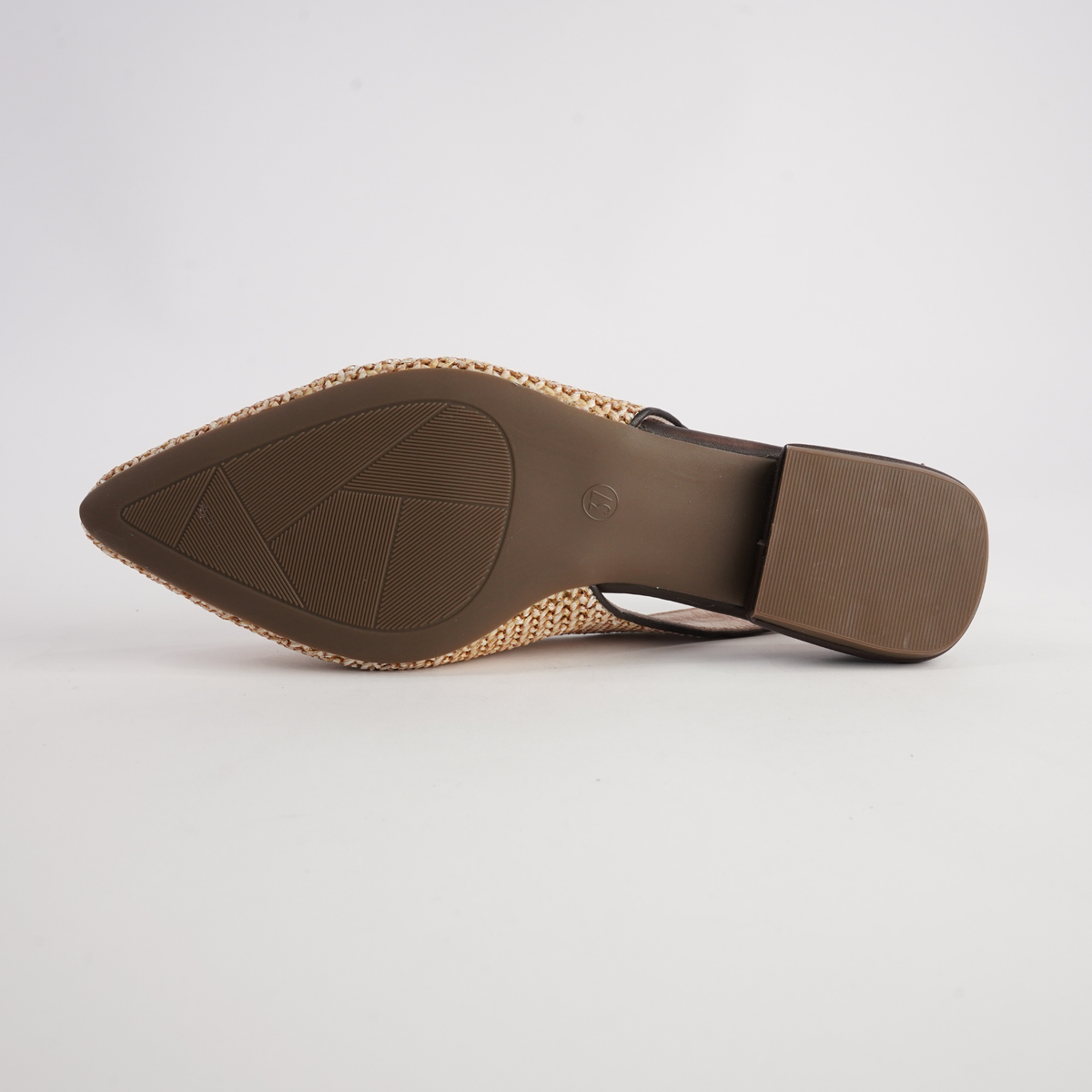 Valentina Raffia/ Brown Leather Flats - WITH GRACE | Shouz