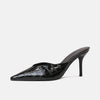 Karey Black Patent Croc Leather High Heels