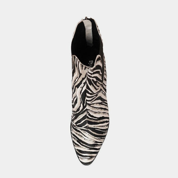 Ayer Zebra Metallic Pony Ankle Boots